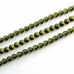 Czech Pressed Glass Bead - Smooth 2-Color Round 04MM COATED BLACK-DK YELLOW