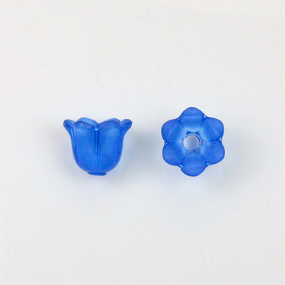 German Plastic Flower with Hole - Bell Shape 14x12MM MATTE DARK SAPPHIRE