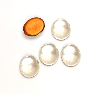 Glass Medium Dome Foiled Cabochon - Oval 12x10MM CRYSTAL