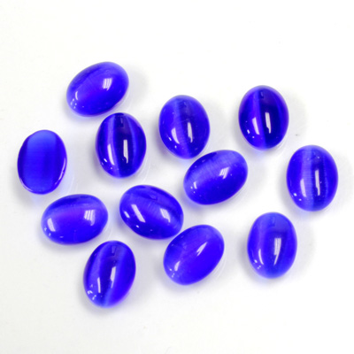 Fiber-Optic Cabochon - Oval 08x6MM CAT'S EYE ROYAL BLUE