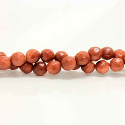 Man-made Bead - Faceted Round 08MM BROWN GOLDSTONE