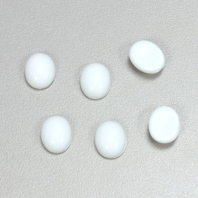 Plastic Flat Back Opaque Cabochon - Oval 10x8MM CHALKWHITE