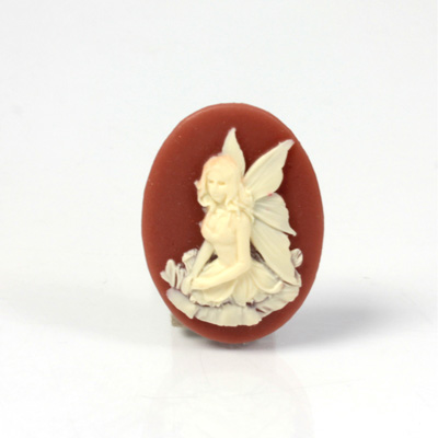 Plastic Cameo - Fairy Oval 25x18MM IVORY ON DARK CORNELIAN