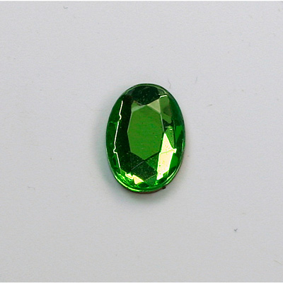 Glass Flat Back Rose Cut Faceted Foiled Stone - Oval 14x10MM PERIDOT