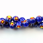 Glass Millefiori Bead - Round 08MM BLUE RED YELLOW (14)