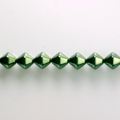 Czech Glass Pearl Bead - Hex/Lantern 06MM HUNTER GREEN 70958