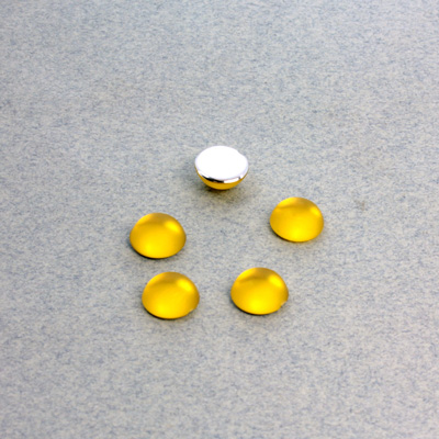 Plastic Flat Back Foiled Cabochon - Round 07MM MATTE JONQUIL (DK)