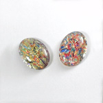 Glass Medium Dome Lampwork Cabochon - Oval 18x13MM RED MULTI OPAL (02421)