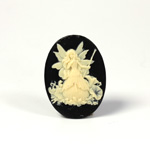 Plastic Cameo - Fairy Godmother Oval 25x18MM IVORY ON BLACK