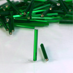 Preciosa Czech Glass Bugle Bead with Square Hole - 25MM DARK EMERALD SL 57620