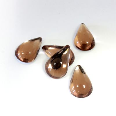 Plastic Flat Back Foiled Cabochon - Pear 13x9MM SMOKE TOPAZ