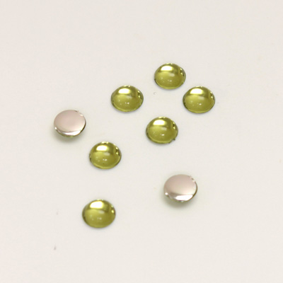 Plastic Flat Back Foiled Cabochon - Round 05MM OLIVINE