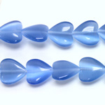 Fiber Optic Synthetic Cat's Eye Bead - Smooth Lentil Heart 12MM CAT'S EYE LT BLUE