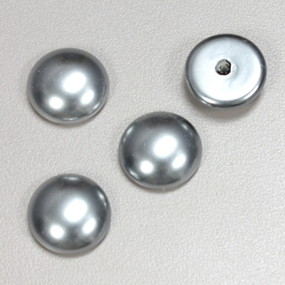 Glass Medium Dome Pearl Dipped Cabochon - Round 15MM LIGHT GREY