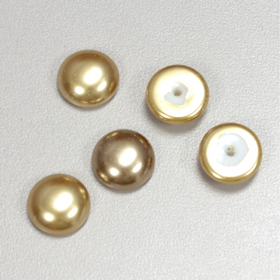Glass Medium Dome Pearl Dipped Cabochon - Round 12MM GOLD