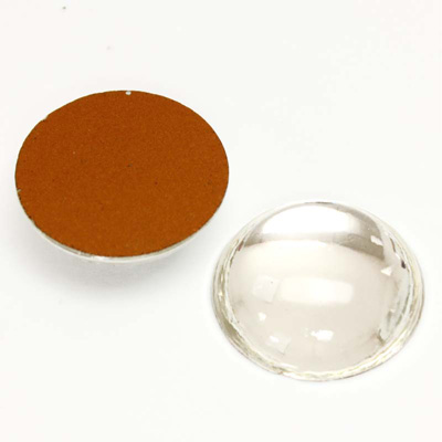 Glass Medium Dome Foiled Cabochon - Round 21MM CRYSTAL