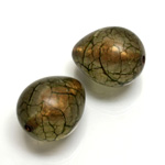 Plastic Bead - Bronze Lined Veggie Color Smooth Pear 22x18MM MATTE OLIVE