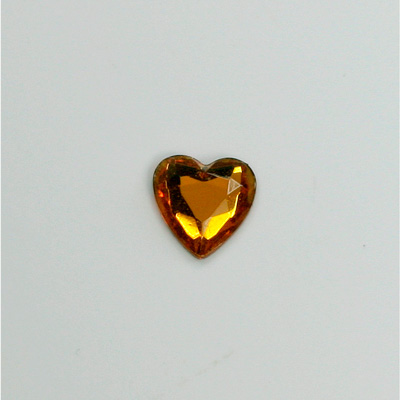 Glass Flat Back Rose Cut Fancy Foiled Stone  - Heart 09x8MM TOPAZ