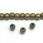 Plastic Bead - Color Lined Smooth Barrel Round 07MM TEAL GOLD LINE