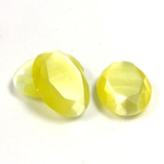 Fiber-Optic Flat Back Stone with Faceted Top and Table - Oval 18x13MM CAT'S EYE YELLOW