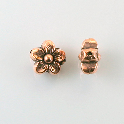 Metalized Plastic Bead - 5-Petal Flower 11MM ANTIQUE COPPER