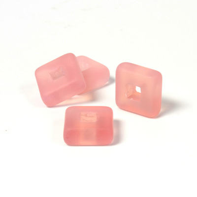 Czech Pressed Glass Rings and Connectors - Square 12x12MM MATTE ROSE OPAL