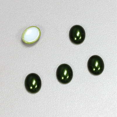 Glass Medium Dome Cabochon Pearl Spray Finish - Oval 10x8MM HUNTER GREEN