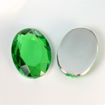 Plastic Flat Back Foiled Rose Cut Rhinestone - Oval 25x18MM PERIDOT