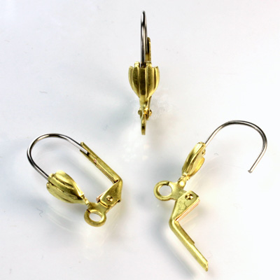 Brass Earwire 19MM Leverback with a 07x5MM sheild Pad with Open Loop with Stainless Steel wire