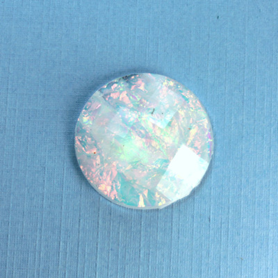 Plastic Flat Back Faceted Cabochons - Rauten Rose - Stone - Round 25MM OPAL WHITE