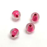 Plastic Bead - Color Lined Smooth Large Hole - Round 10MM CRYSTAL PINK