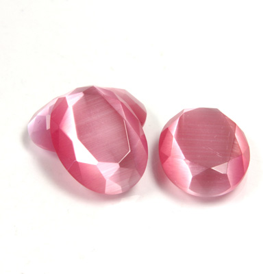 Fiber-Optic Flat Back Stone with Faceted Top and Table - Oval 18x13MM CAT'S EYE LT PINK