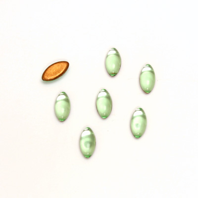 Glass Medium Dome Foiled Cabochon - Navette 08x4MM PERIDOT