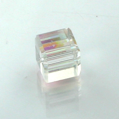 Chinese Cut Crystal Bead 18 Facet - Cube 04x4MM CRYSTAL AB