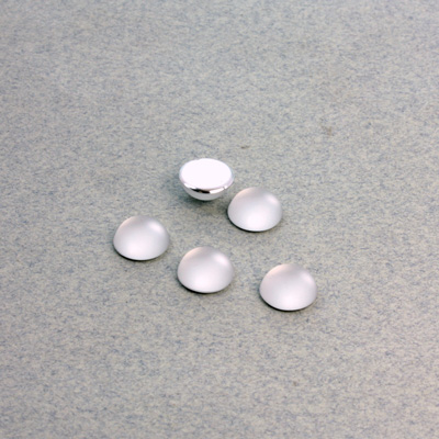 Plastic Flat Back Foiled Cabochon - Round 07MM MATTE CRYSTAL