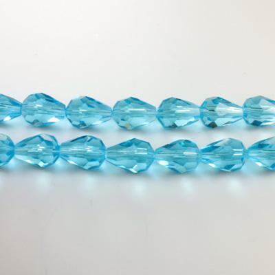 Chinese Cut Crystal Bead - Pear 09x5MM AQUA