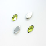 Plastic Flat Back Foiled Rose Cut Rhinestone - Navette 10x5MM OLIVINE