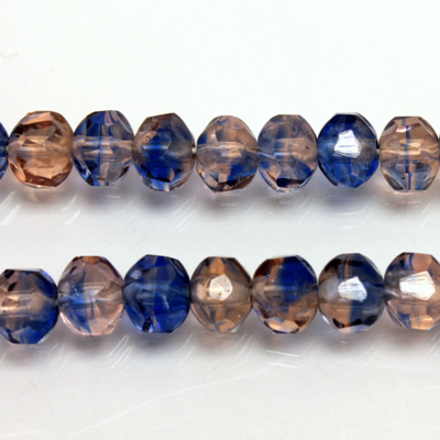 Czech Glass Fire Polished Bead - Rondelle Disc 6x5MM ROSE-SAPPHIRE