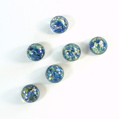 Glass Medium Dome Lampwork Cabochon - Round 07MM SEA BLUE OPAL (02208)