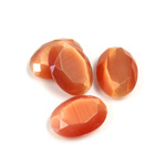 Fiber-Optic Flat Back Stone with Faceted Top and Table - Oval 14x10MM CAT'S EYE COPPER