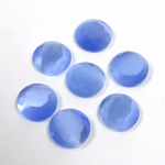 Fiber-Optic Flat Back Stone with Faceted Top and Table - Round 09MM CAT'S EYE LT BLUE