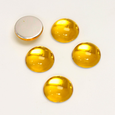 Plastic Flat Back Foiled Cabochon - Round 11MM JONQUIL