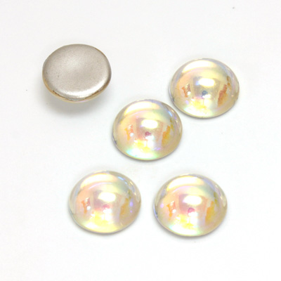 Glass Medium Dome Foiled Cabochon - Round 11MM CRYSTAL AB