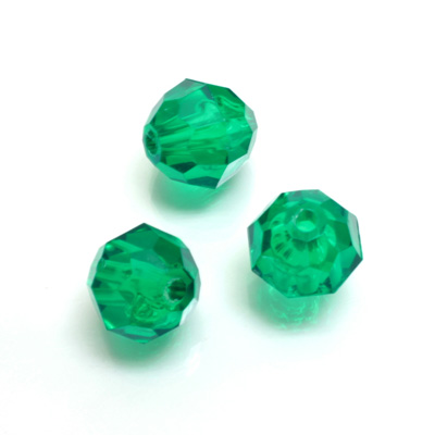 Plastic Bead - Transparent Faceted Round 12MM EMERALD