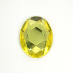 Plastic Flat Back Foiled Rose Cut Rhinestone - Oval 30x22MM JONQUIL