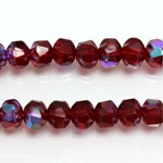 Czech Glass Fire Polished Bead - Rondelle Disc 6x5MM RUBY AB