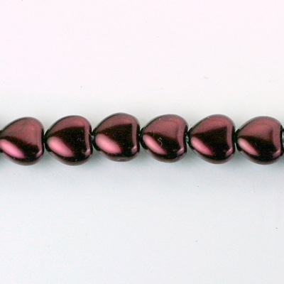 Czech Glass Pearl Bead - Heart 08x8MM GARNET 70499