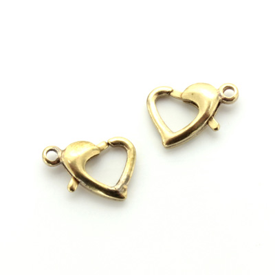 Brass Lobster Claw Clasp - Heart 13x9MMx3MM Brass