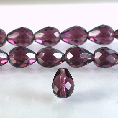 Czech Glass Fire Polish Bead - Pear 16x12MM AMETHYST