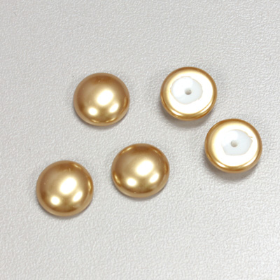 Glass Medium Dome Pearl Dipped Cabochon - Round 11MM GOLD